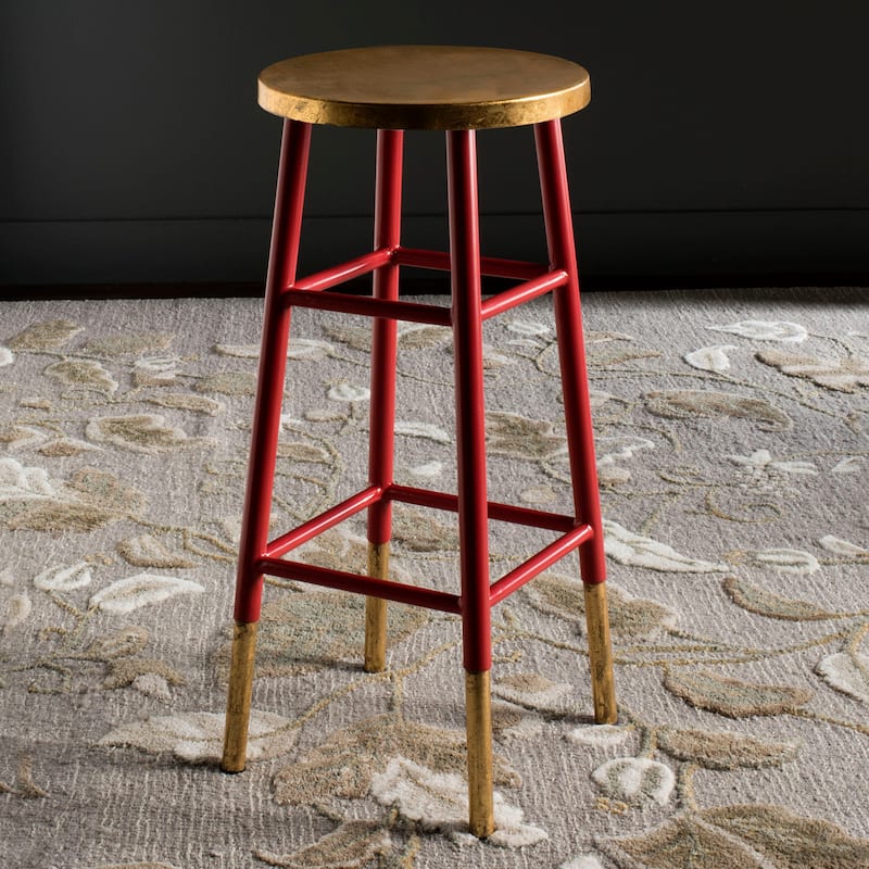 SAFAVIEH Rosita 30-inch Navy/ Gold Bar Stool - 13.5" x 13.5" x 30" - 14Wx14Dx30H - Red/Gold