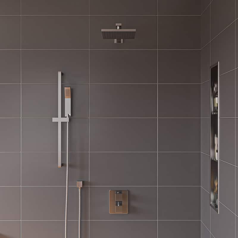 ALFI brand Brushed Nickel 2 Way Thermostatic Square Shower Set