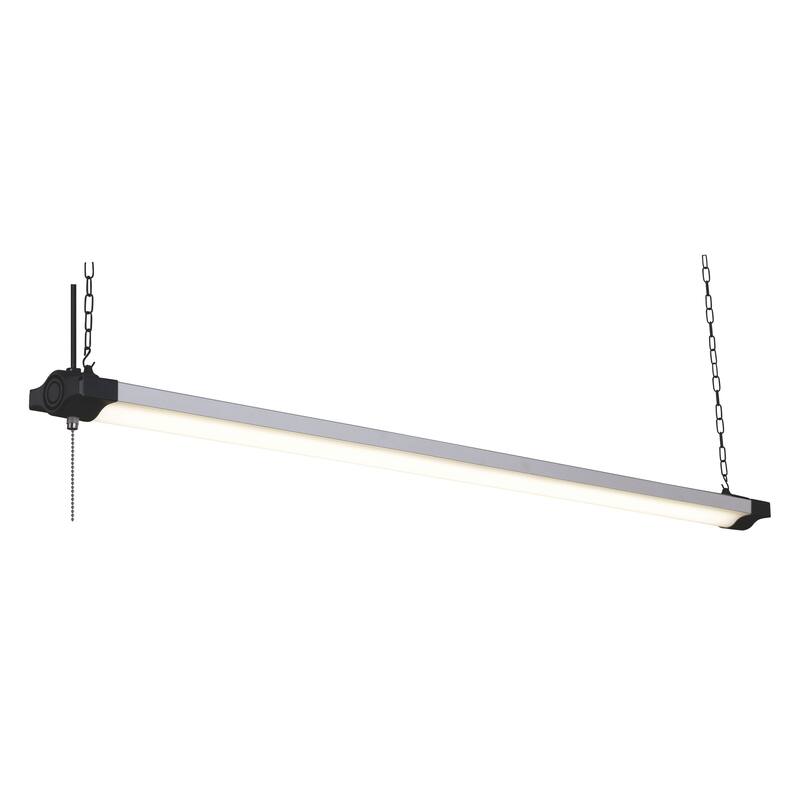 Mercer 46-in W Integrated LED Silver Linkable Plug-in Utility Shop Light with WIFI - 46-in W x 2.75-in H x 3.5-in D - Silver and Black - 46-in W x 2.75-in H x 3.5-in D