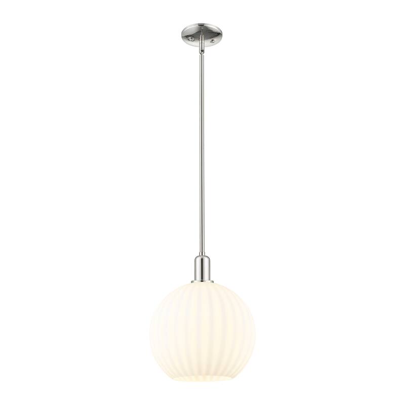 Innovations Lighting Endless Possibilities Arcadia - White Venetian - 1 Light 12" Stem Hung Mini Pendant - Polished Nickel