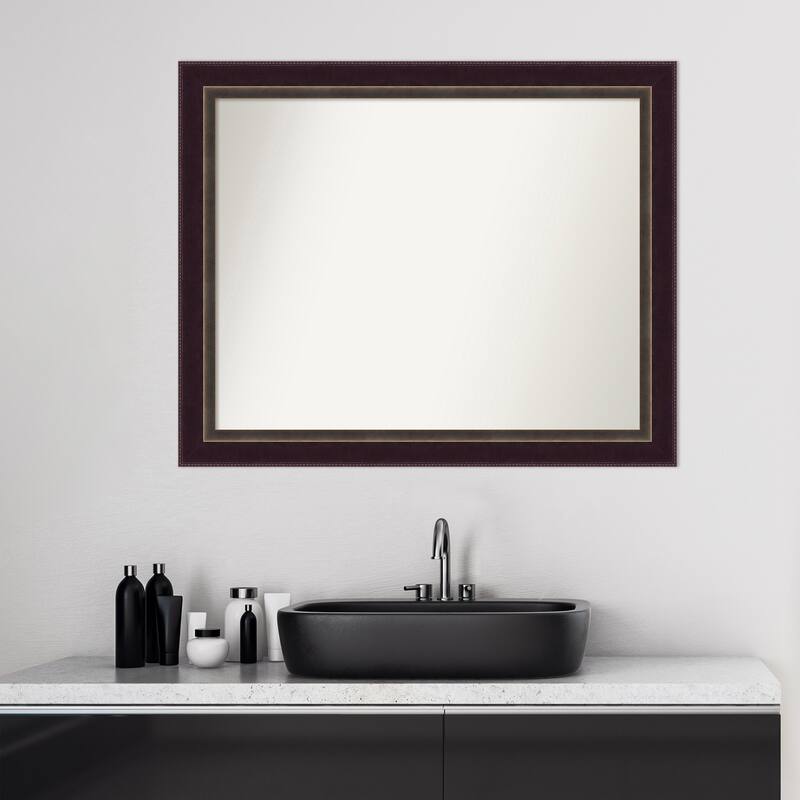 Non-Beveled Wood Bathroom Wall Mirror - Signore Bronze Frame