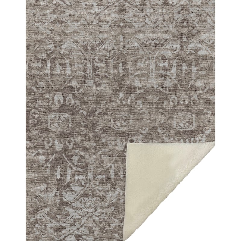 Premium Machine Washable ASB40 Vintage Global Sherpa Throw Blanket