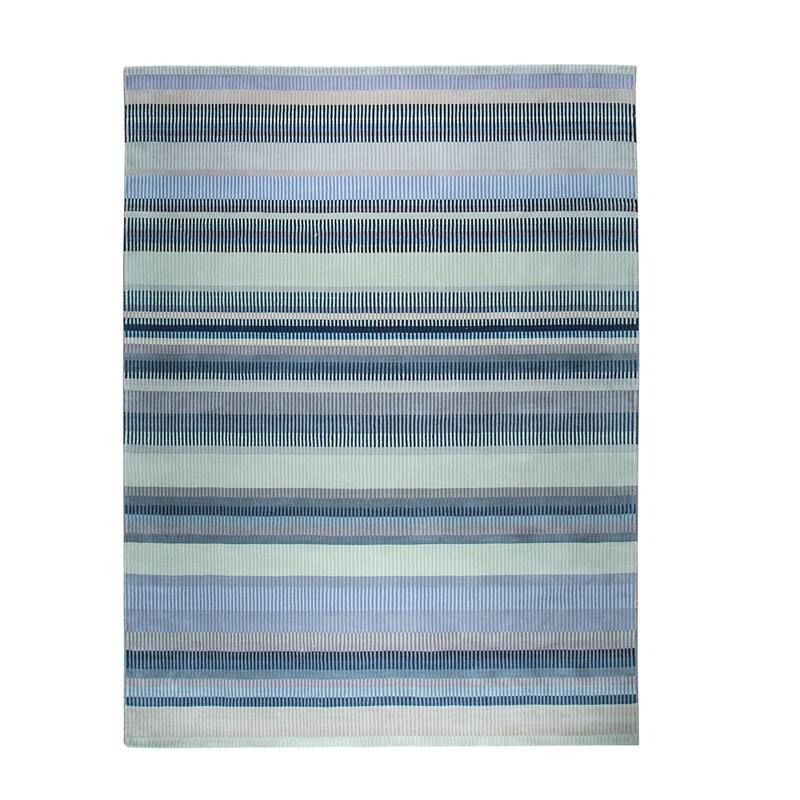 Mauve Hand-Knotted Wool Knotted Striped Rug, 8' x 10', plush stylish floor accent - L