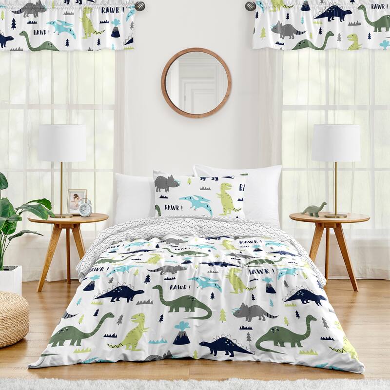 Mod Dino Collection Boy 2-piece Twin-size Comforter Set - Blue, Green and Grey Modern Dinosaur