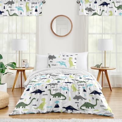 Mod Dino Collection Boy 2-piece Twin-size Comforter Set - Blue, Green and Grey Modern Dinosaur