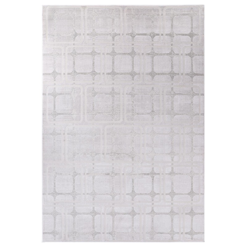 Hypnos Collection Silver and Beige Abstract Geometric Area Rug