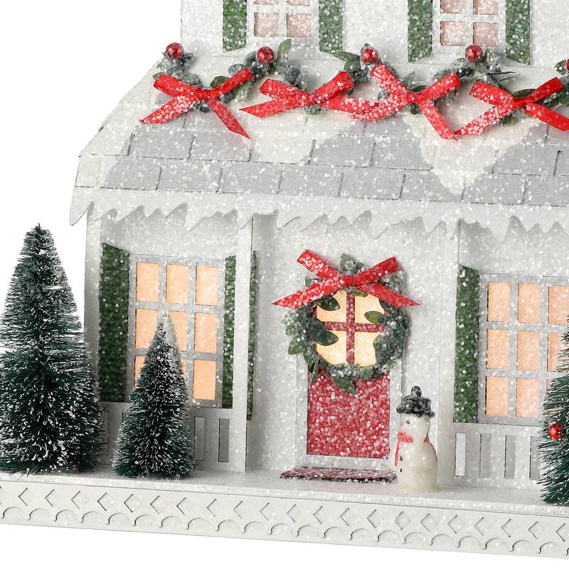10" Led Cardboard Christmas Cottage