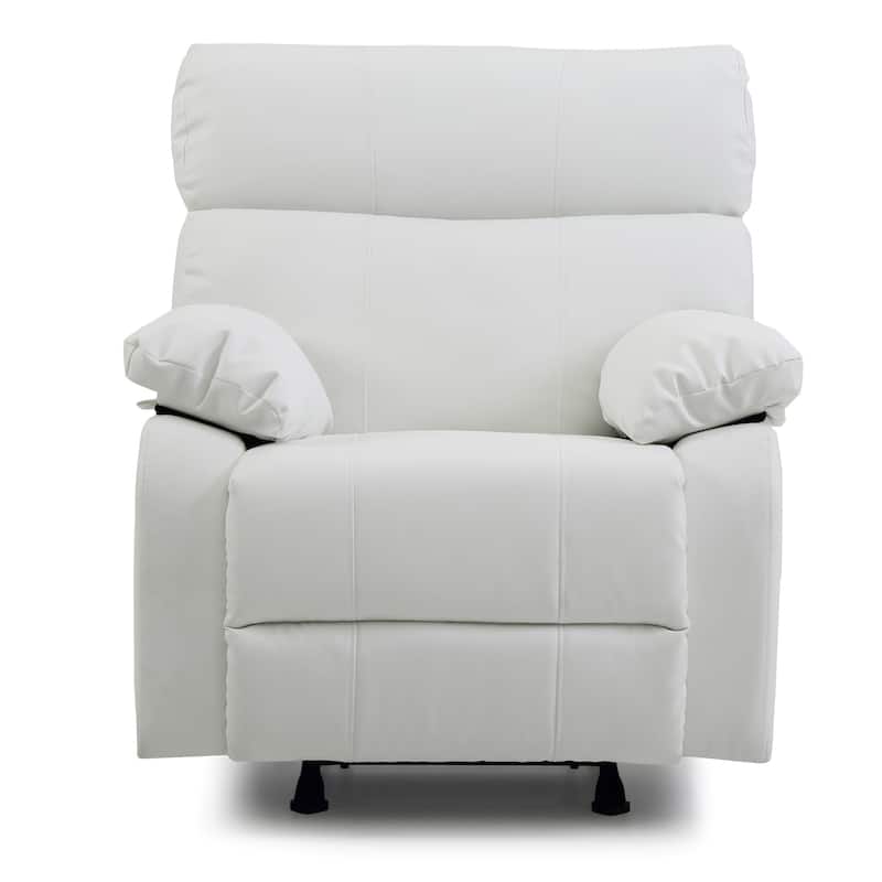Faux Leather Upholstered Reclining Chair with Padded Arms - 39" - White