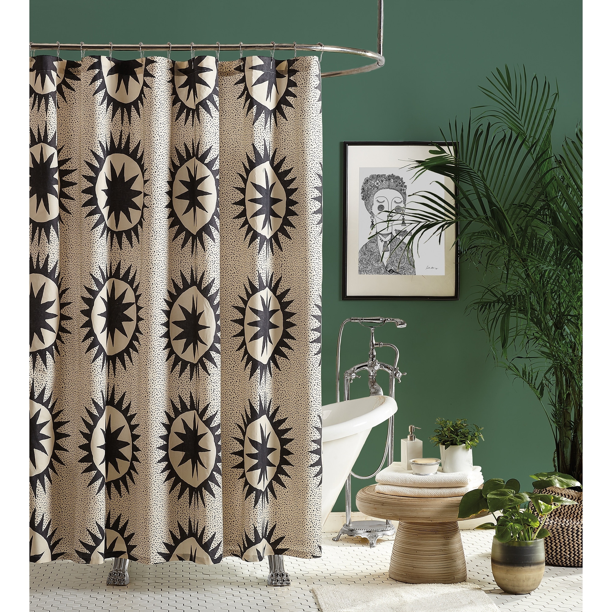 Soleil Fabric Shower Curtain by Jungalow