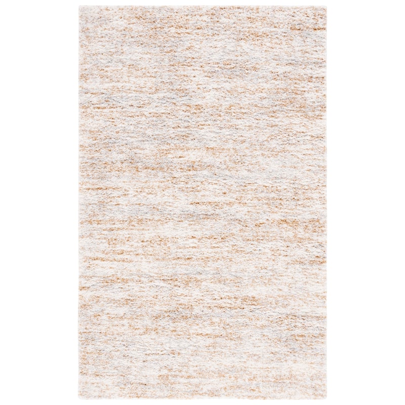 SAFAVIEH Berber Shag Rafaele 1.25-inch Thick Rug - 7' Square - Ivory/Light Gold - Square