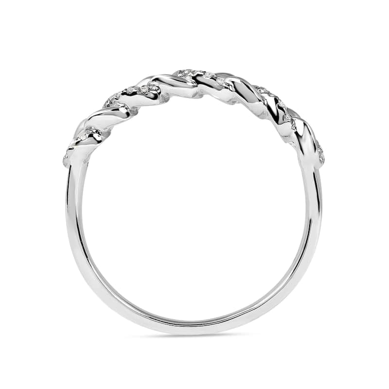 1/10ct TDW Diamond Cuban Link Fashion Ring in 10k Gold for Women