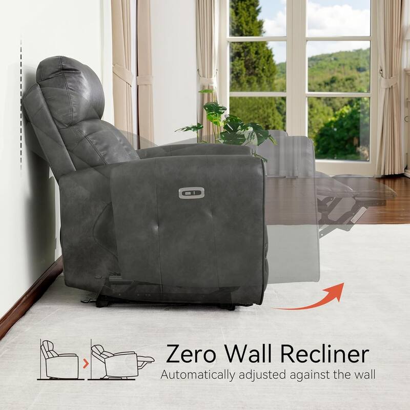 MCombo Power Small Recliners, Modern Zero Wall Hugger Recliners Chair with Lumbar Support, USB and Charging Ports, FSC Certified