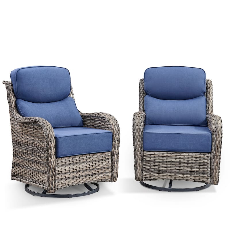 Outdoor Swivel Chairs with 6-Inch Thick Cushions for Garden