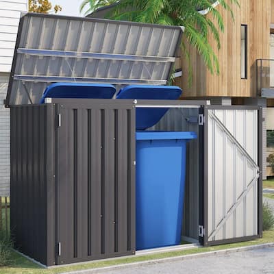 AECOJOY 46 Cu.Ft Horizontal Outdoor Storage Cabinet Box Sheds w/ Lockable Door - 46 Cu. Ft
