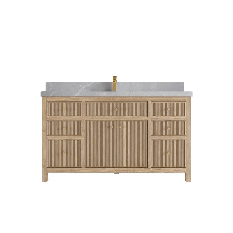 Willow Collections 60 in. W x 22 in. D Sonoma Teak Wood Single Sink Bathroom Vanity with Countertop