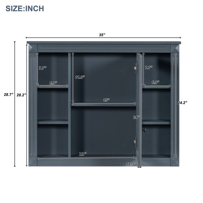 35'' x 28'' Wall Mounted Bathroom Medicine Cabinet - 35" x 7" x 29"
