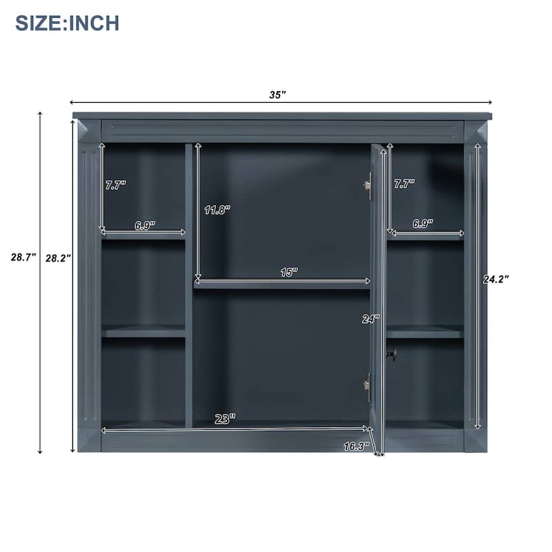Bathroom Vanity Set with Medicine Cabinet and Floor Cabinet, Spacious Storage Cabinets with Mirror, Open Shelves and Drawers