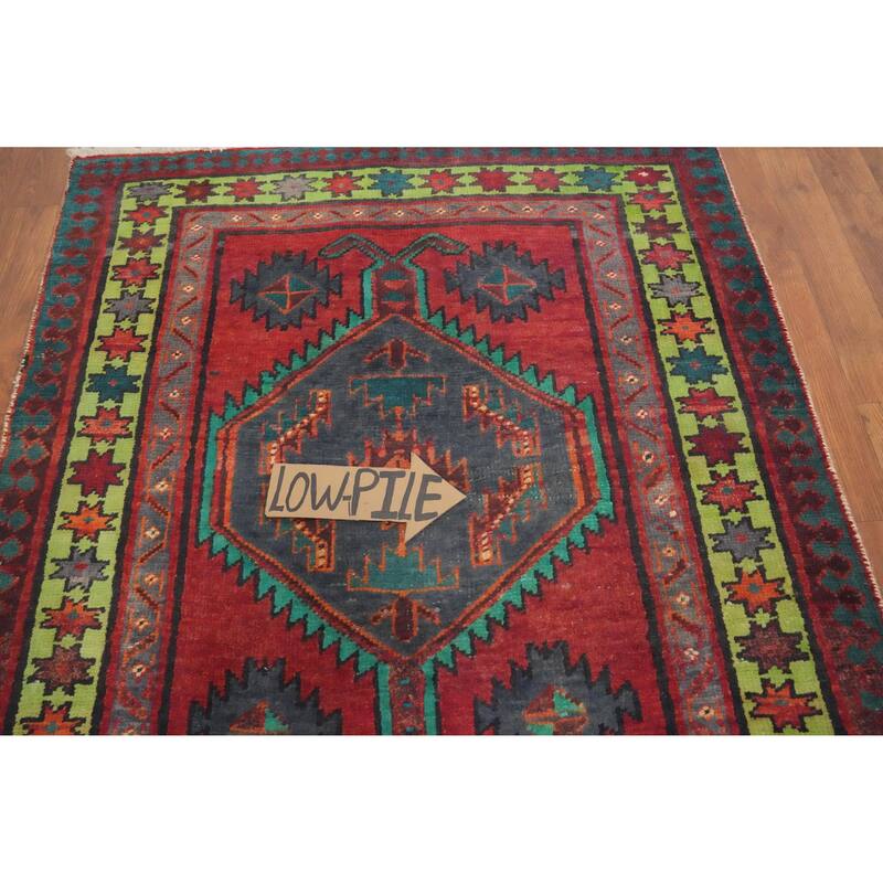 Hand Knotted Oriental 100% Wool Carpet Traditional Geometric Red Ardebil Runner Rug - 8' 10'' X 3' 4''