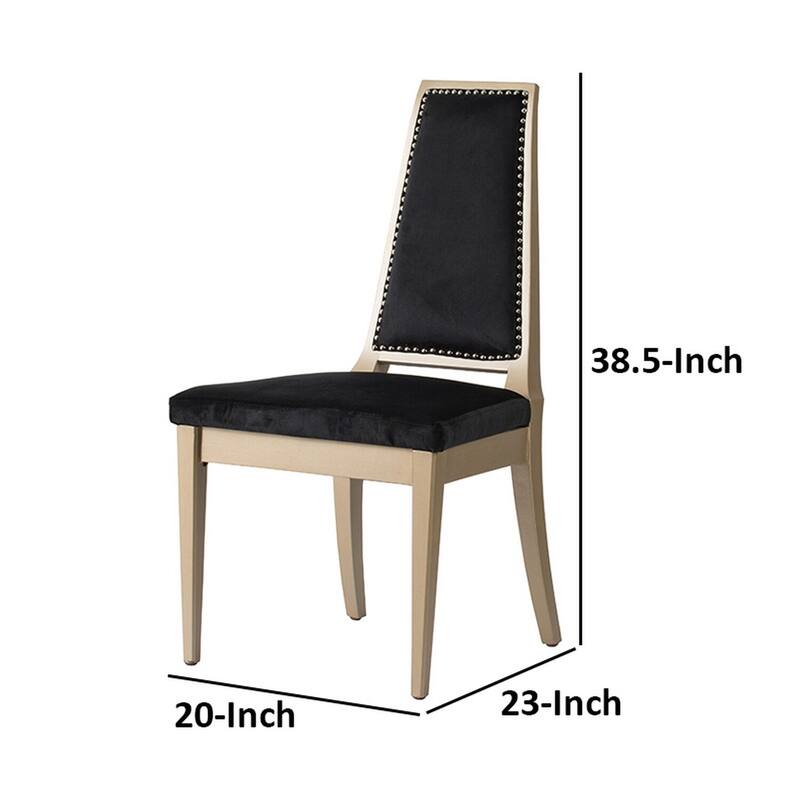 Champagne/Black Velvet Upholstered Wood Frame Dining Chair, Sturdy Dining Chair for Dining Rooms - 21.75