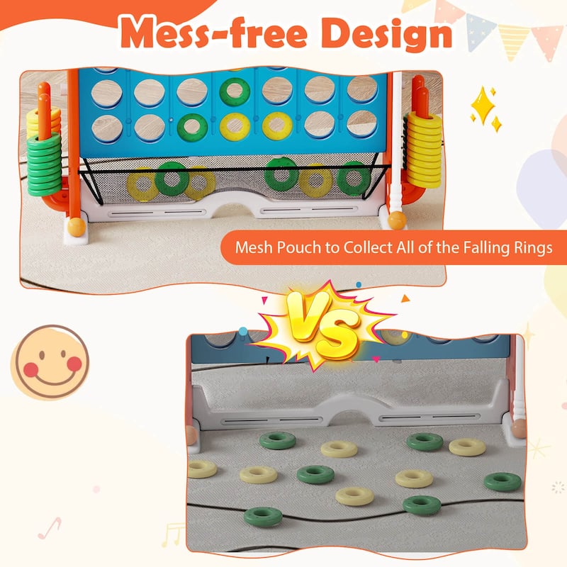 Costway Giant 4-in-a-Row Game Set with Ring-toss, Basketball Hoop, - See Details