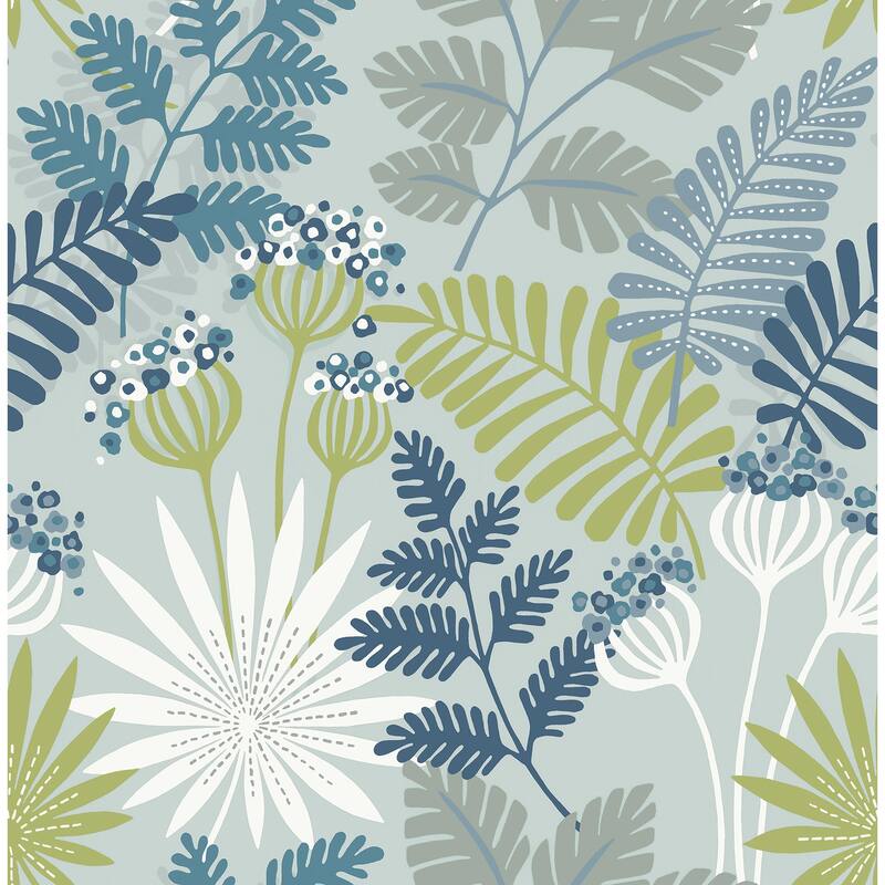 A-Street Prints Praslin Sky Blue Botanical Wallpaper