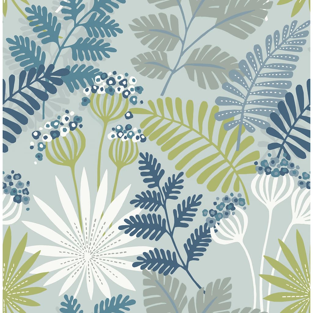 A-Street Prints Praslin Sky Blue Botanical Wallpaper