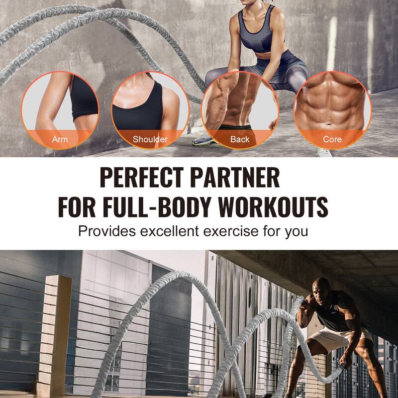 Battle Rope, 1.5 Inch Diameter Polyester Exercise Rope, Battle Exercise Equipment, Heavy Weighted Rope for Home Gym