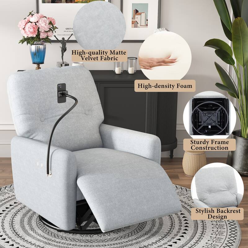 MERAX 270 Degree Swivel Electric Recliner Rocking Motion Recliner