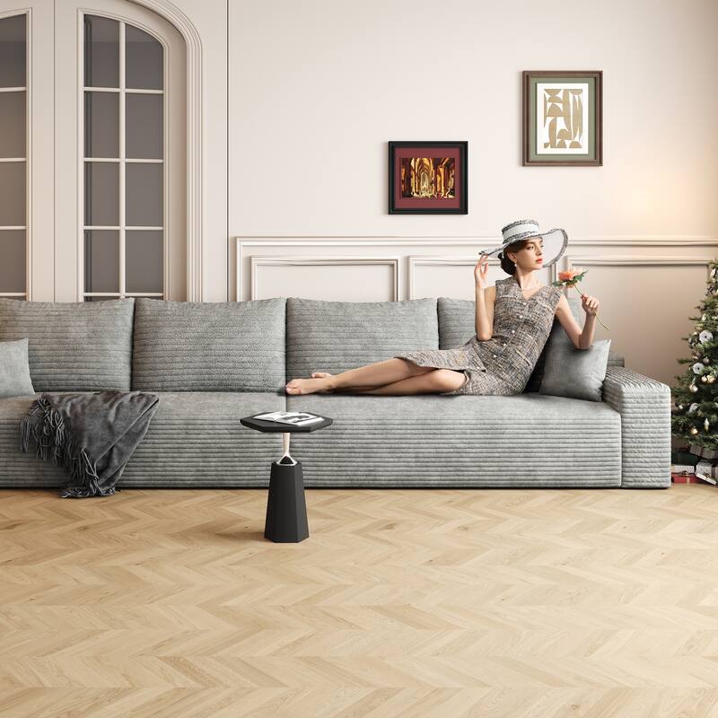 140" Modular Sectional Couch, Grey, Foam, No Assembly Required