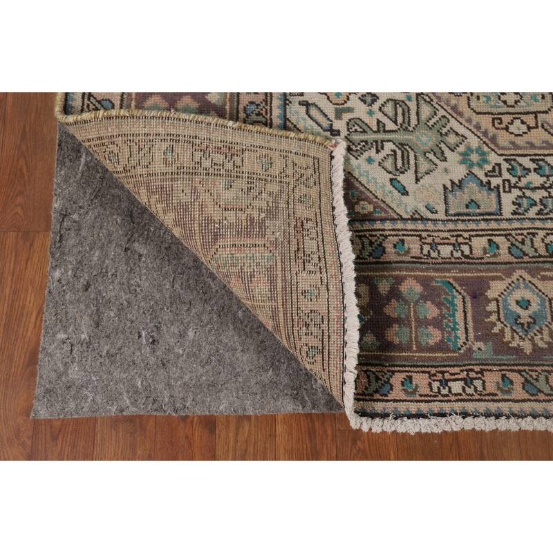 Geometric Tabriz Vintage Persian Area Rug Handmade Peach Wool Carpet - 6'5" x 9'5"