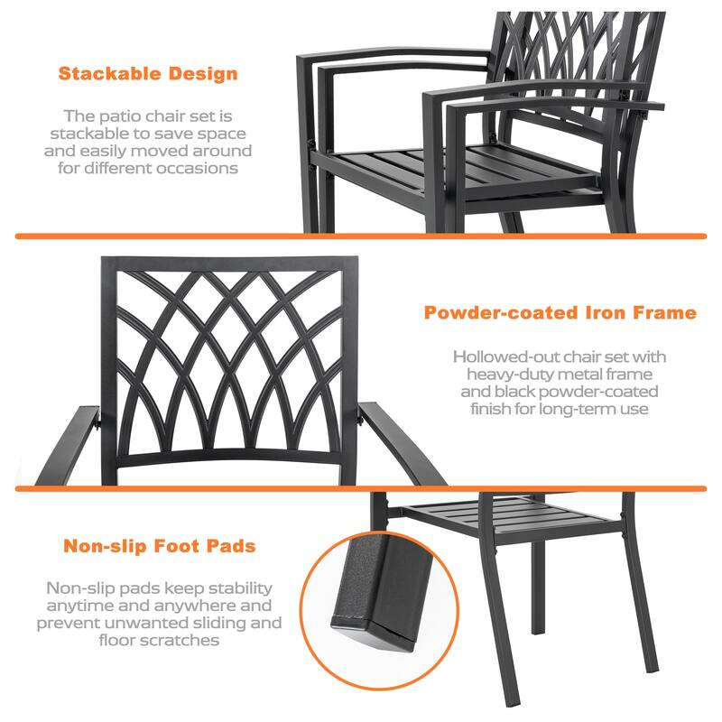 Outdoor 5-Piece Dining Set with Umbrella Hole, Black