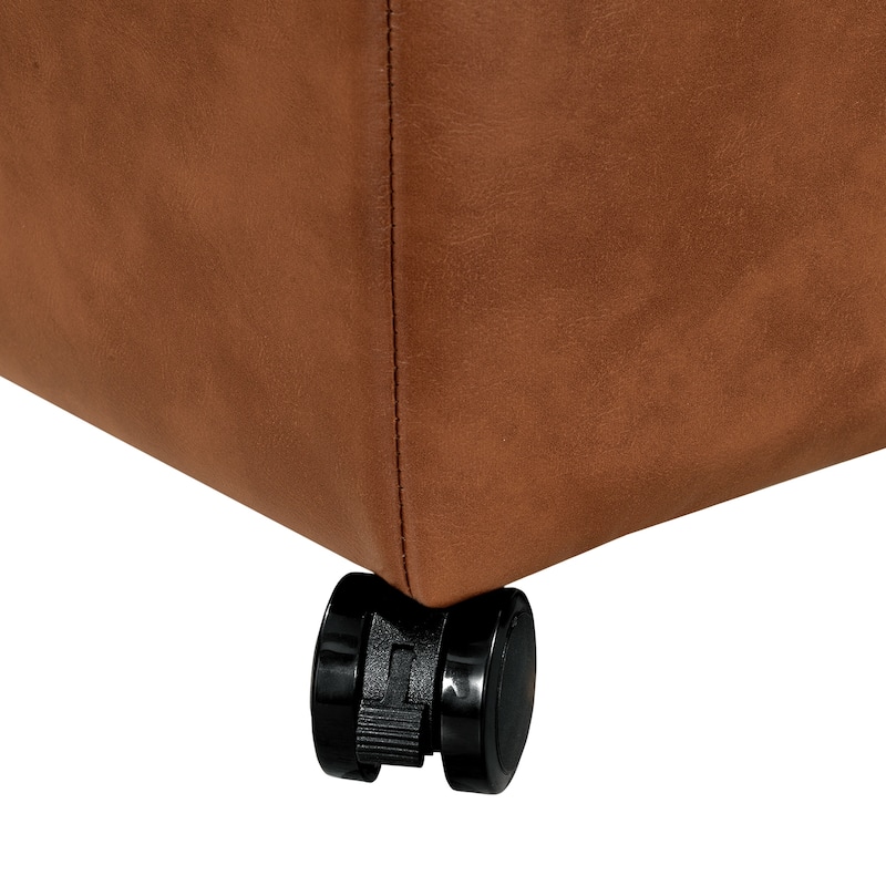 Adeco 16" W Upholstered Rectangle Storage Ottoman with Tray and Pocket