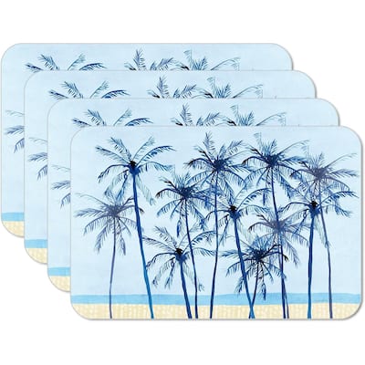 Laguna Palms 4 Pack Reversible Easy Care Flexible Plastic Placemats Made in The USA BPA Free Easily Wipes Clean