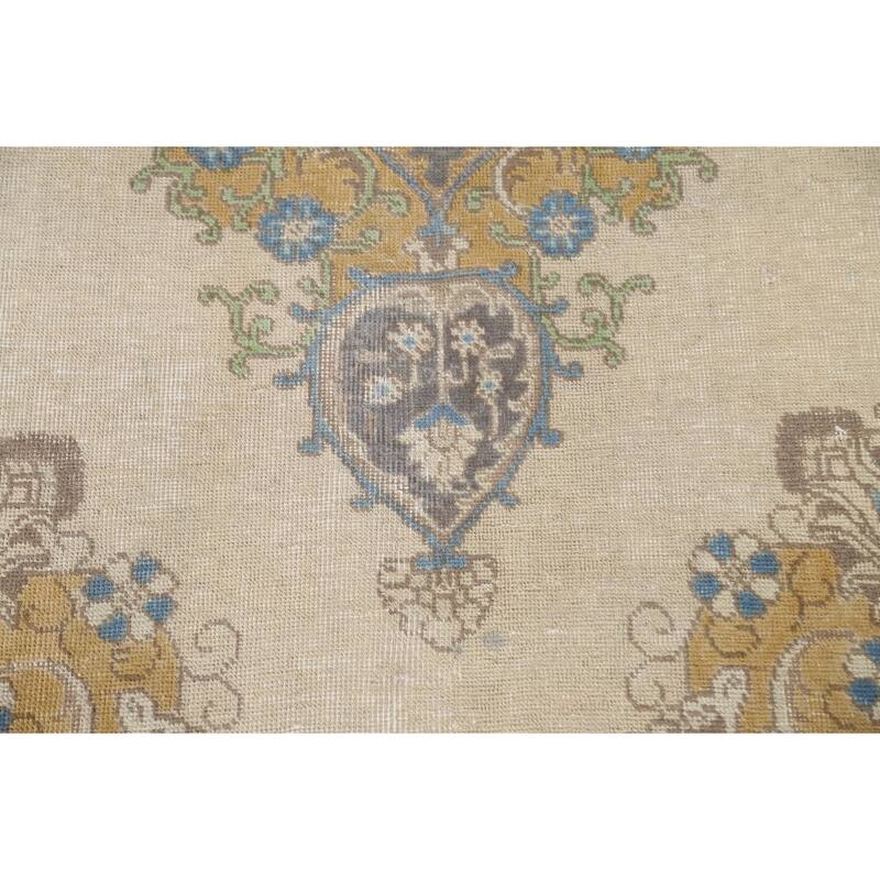 Hand Knotted Oriental 100% Wool Carpet Traditional Medallion Beige & Ivories Tabriz Area Rug - 11' 6'' X 8' 0''