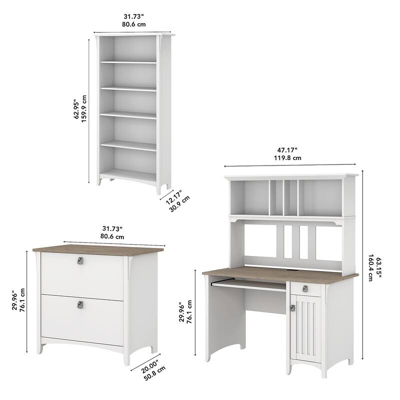 Bush Salinas Mission Desk with Hutch Office Suite in Cape Cod Gray