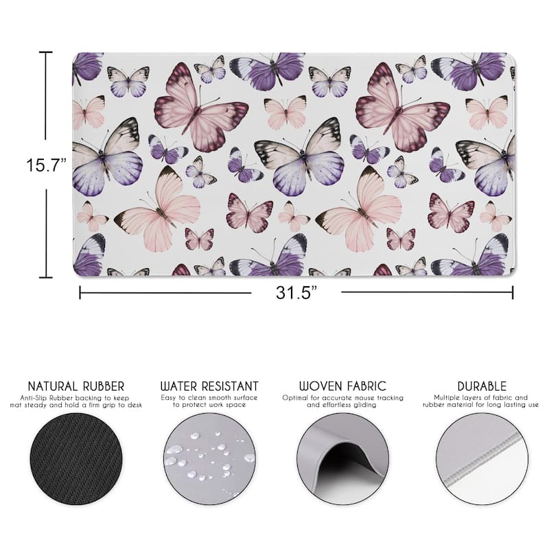 Sweet Jojo Designs Shabby Chic Butterfly Girl Large Mouse Pad Desk Mat - Pink & Purple Butterflies, Watercolor, Nature, Pastel