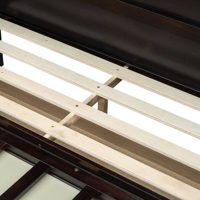 Rattan Weaving Accents Murphy Bed Full Size Foldable Wall Cabinet Bed with Underbed Storage Drawers and Golden Handles