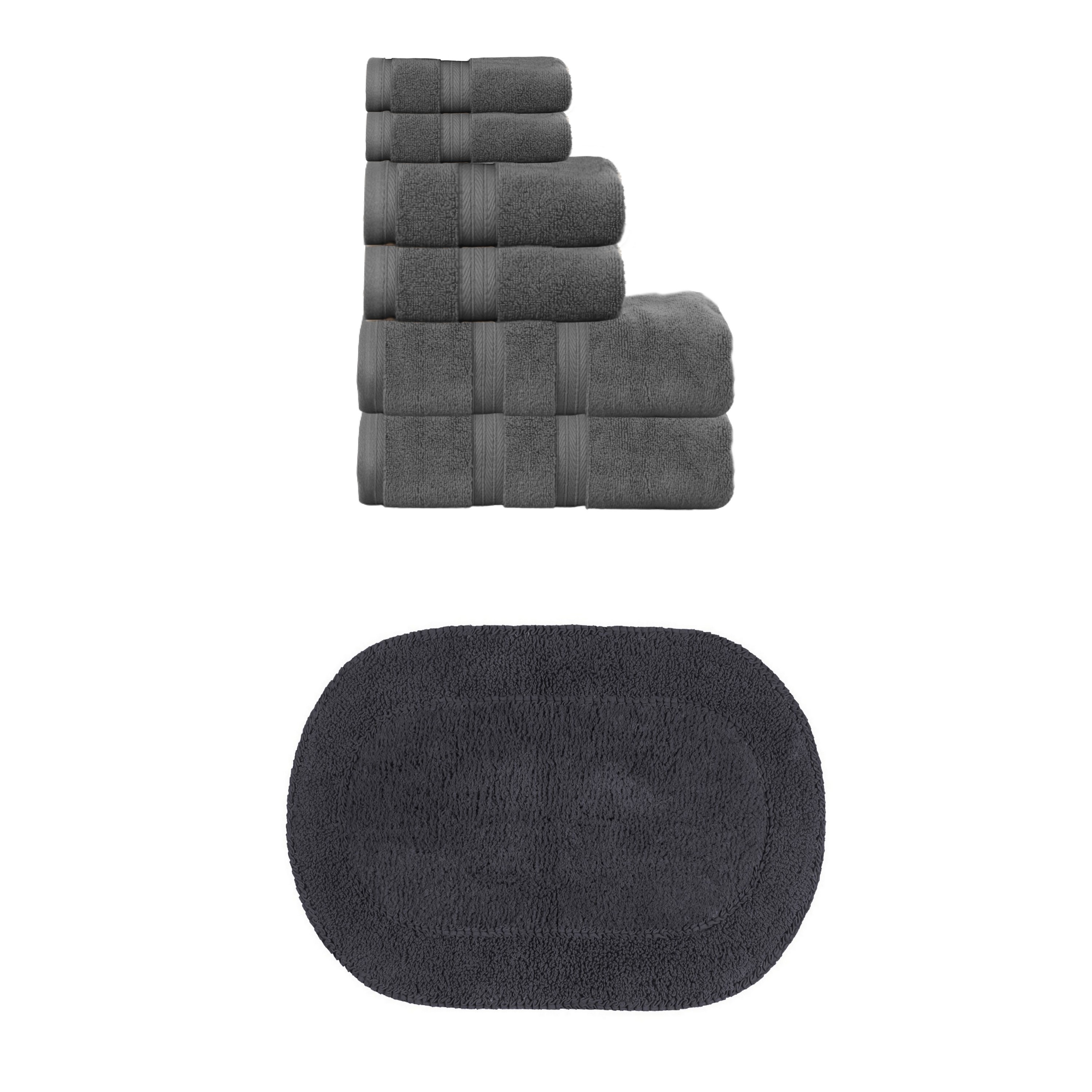 Home Weavers Double Ruffle Collection 100% Soft Cotton 6 Pc Towel Set & 1 Pc 17x24