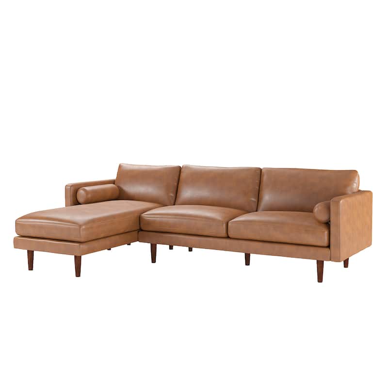 Oana Mid-Century Faux Leather Sectional Sofa by iNSPIRE Q Modern