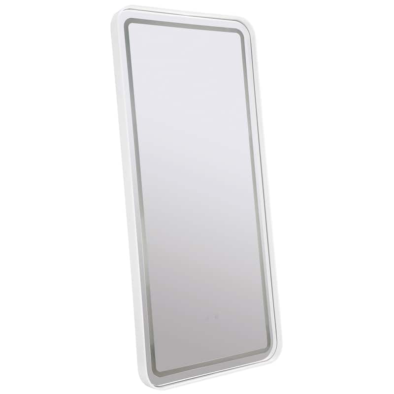 Glendora 32 X 71 Inch Led Standing Mirror Bt Speakers - White/Mirror