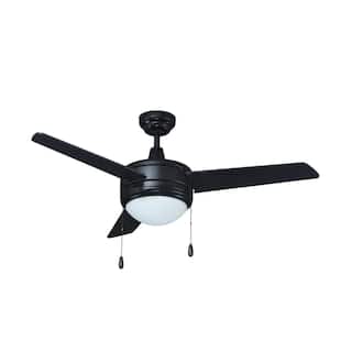 52" Contempo IV 3-Blade Ceiling Fan Matte Black Finish with Integrated LED Light