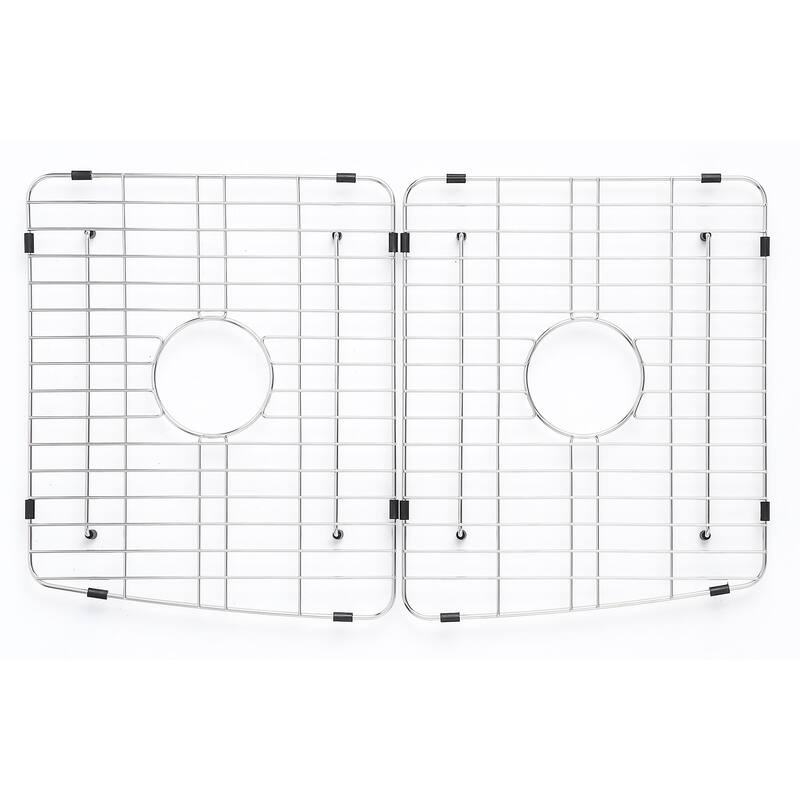 ALFI Brand White Smooth Curved Apron 33" x 20" Double Bowl Fireclay Farm Sink with Grid