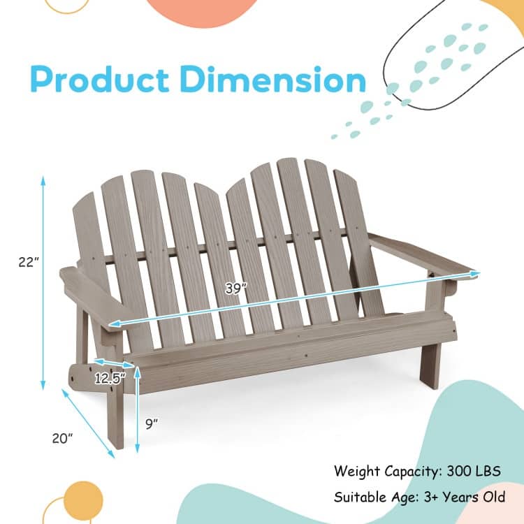2-Person Outdoor Adirondack Chair with Slatted Seat - 22"x 20" x 35.5"