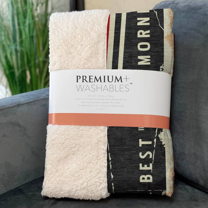 Premium Machine Washable ASB166 Coffeshop Sherpa Throw Blanket