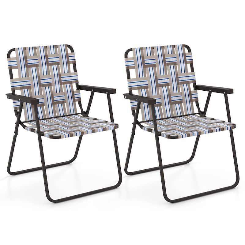 2/4/6 PCS Patio Folding Chair Portable Lawn Chairs with Armrest