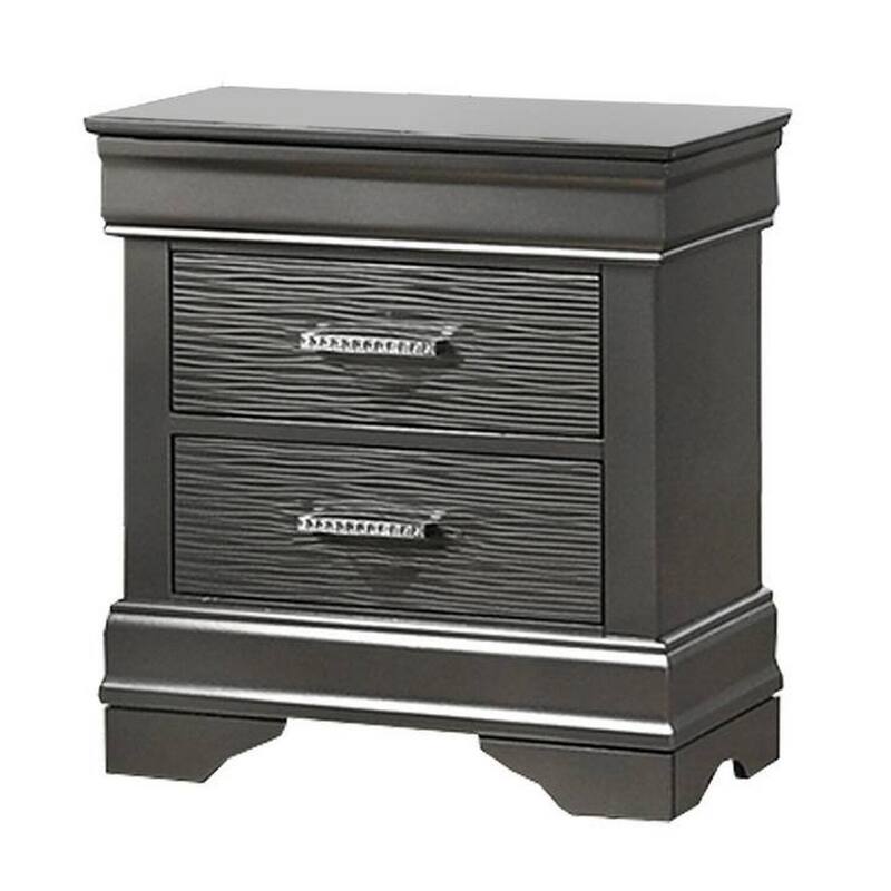 Dark Gray 2 Drawer 21.3 in. W Nightstand with Sturdy Hardware and Ample Storage