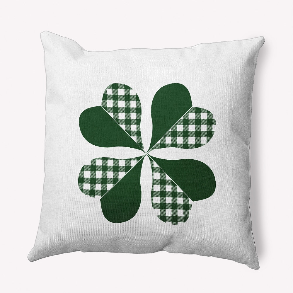 Checkered Clover Indoor/Outdoor Throw Pillow