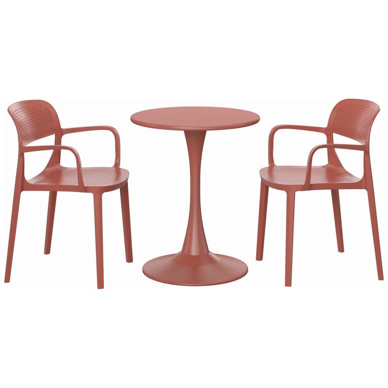 Frond and Form 2-Person Outdoor Round Dining Set - Red