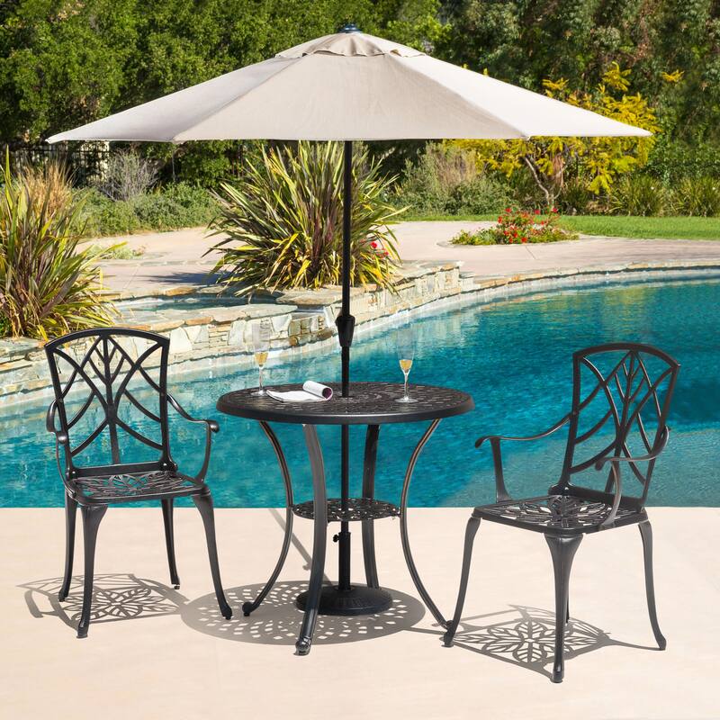 Nuu Garden Outdoor 7.5' Round Beige Patio Vented Umbrella, Crank, Push Button Tilt