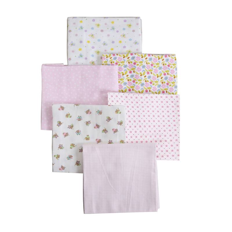 Cozy Line 6-Pack Pink Blue Yellow Green Duck Monkey Bear Sports Dot Boy Girl Unisex Baby Cotton Flannel Receiving Blankets